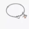 Pandora Moments Kettenarmband mit Nieten und dreifachem Dangle Charm-Set, 2er-Set Pandora Moments Kettenarmband mit Nieten und dreifachem Dangle Charm-Set, 2er-Set