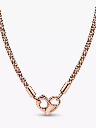 Pandora Moments Kettenhalskette mit Nieten, 14 Karat Roségold-Beschichtung Pandora Moments Kettenhalskette mit Nieten, 14 Karat Roségold-Beschichtung
