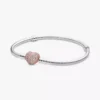 Pandora Moments Pavé-Herzverschluss-Snake Chain-Armband aus Sterlingsilber, 14 Karat Roségold-Beschichtung Pandora Moments Pavé-Herzverschluss-Snake Chain-Armband aus Sterlingsilber, 14 Karat Roségold-Beschichtung