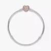 Pandora Moments Pavé-Herzverschluss-Snake Chain-Armband aus Sterlingsilber, 14 Karat Roségold-Beschichtung Pandora Moments Pavé-Herzverschluss-Snake Chain-Armband aus Sterlingsilber, 14 Karat Roségold-Beschichtung