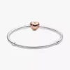 Pandora Moments Pavé-Herzverschluss-Snake Chain-Armband aus Sterlingsilber, 14 Karat Roségold-Beschichtung Pandora Moments Pavé-Herzverschluss-Snake Chain-Armband aus Sterlingsilber, 14 Karat Roségold-Beschichtung