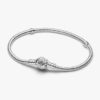 Pandora Moments Rose in Bloom Snake Chain Armband mit Verschluss – Sterlingsilber Pandora Moments Rose in Bloom Snake Chain Armband mit Verschluss – Sterlingsilber
