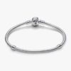 Pandora Moments Rose in Bloom Snake Chain Armband mit Verschluss – Sterlingsilber Pandora Moments Rose in Bloom Snake Chain Armband mit Verschluss – Sterlingsilber