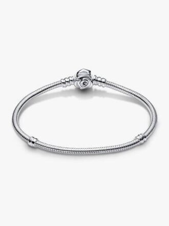 Pandora Moments Rose in Bloom Snake Chain Armband mit Verschluss – Sterlingsilber Pandora Moments Rose in Bloom Snake Chain Armband mit Verschluss – Sterlingsilber