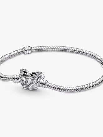 Pandora Moments Schmetterlingsverschluss-Snake Chain-Armband aus Sterlingsilber Pandora Moments Schmetterlingsverschluss-Snake Chain-Armband aus Sterlingsilber