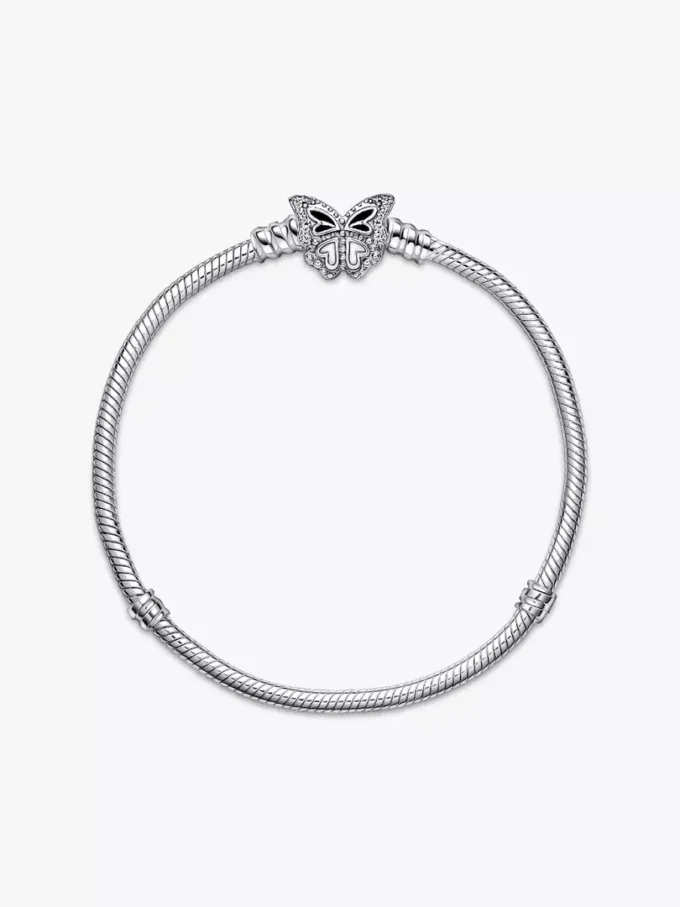 Pandora Moments Schmetterlingsverschluss-Snake Chain-Armband aus Sterlingsilber Pandora Moments Schmetterlingsverschluss-Snake Chain-Armband aus Sterlingsilber