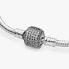 Pandora Moments Snake Chain-Armband mit funkelndem Pavé-Verschluss – Sterlingsilber Pandora Moments Snake Chain-Armband mit funkelndem Pavé-Verschluss – Sterlingsilber