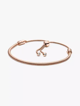 Pandora Moments Snake Chain-Slider-Armband, 14 Karat Roségold-Beschichtung