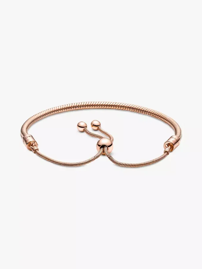 Pandora Moments Snake Chain-Slider-Armband, 14 Karat Roségold-Beschichtung