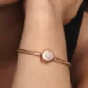 Pandora Moments Sparkling Crown O Snake Chain-Armband, 14 Karat Roségold-Beschichtung