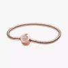 Pandora Moments Sparkling Crown O Snake Chain-Armband, 14 Karat Roségold-Beschichtung