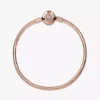 Pandora Moments Sparkling Crown O Snake Chain-Armband, 14 Karat Roségold-Beschichtung