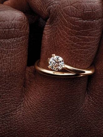 Pandora Nova 14-karätiger Goldring mit asymmetrischem, im Labor gezüchtetem Diamanten – 0,50 Karat Gesamtgewicht, 14-karätiges Gold