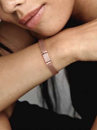 Pandora Reflexions Langes Pavé-Armband mit Verschluss – 14 Karat Roségold-Beschichtung