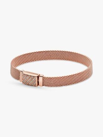 Pandora Reflexions Langes Pavé-Armband mit Verschluss – 14 Karat Roségold-Beschichtung