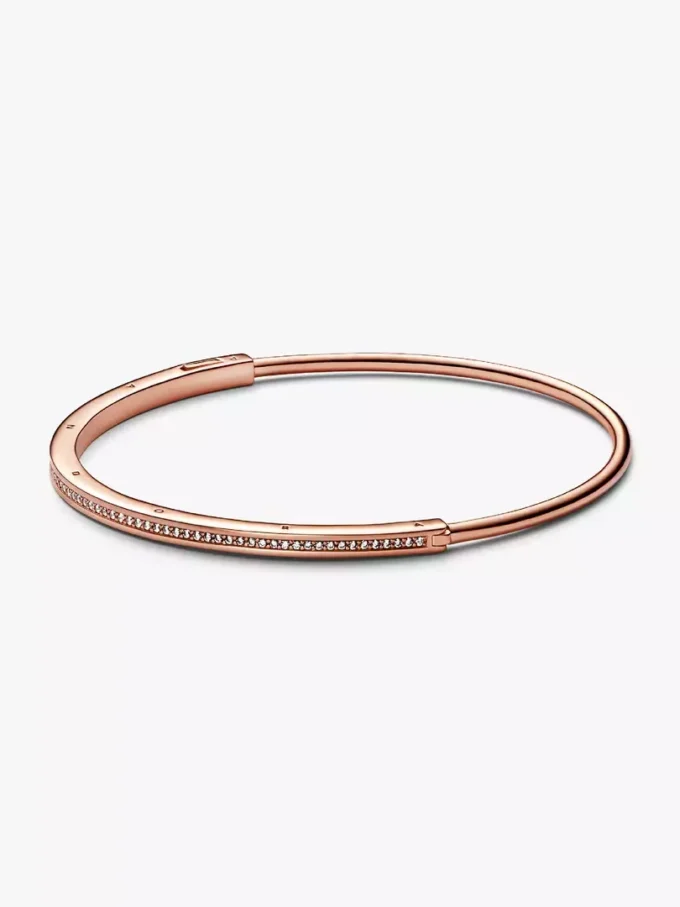 Pandora Signature I-D Pavé-Bangle, 14 Karat Roségold-Beschichtung