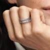 Pandora Signature Logo Pavé & Beads Ring aus Sterlingsilber