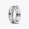 Pandora Signature Logo Pavé & Beads Ring aus Sterlingsilber
