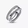 Pandora Signature Logo Pavé & Beads Ring aus Sterlingsilber