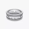 Pandora Signature Logo Pavé & Beads Ring aus Sterlingsilber