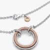 Pandora Signature Two-Tone Logo & Pavé Halskette – Sterlingsilber, 14 Karat Roségold-Beschichtung Pandora Signature Two-Tone Logo & Pavé Halskette – Sterlingsilber, 14 Karat Roségold-Beschichtung