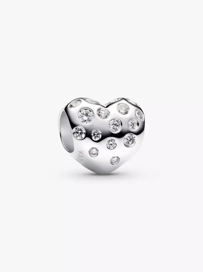 Pandora Sterling Silver Lab-Grown Diamonds Heart Charm, 0.53 carats total, Sterling Silver Pandora Sterling Silver Lab-Grown Diamonds Heart Charm, 0.53 carats total, Sterling Silver