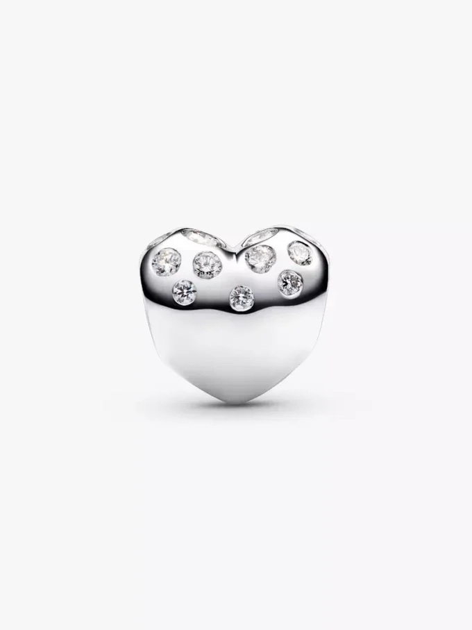 Pandora Sterling Silver Lab-Grown Diamonds Heart Charm, 0.53 carats total, Sterling Silver Pandora Sterling Silver Lab-Grown Diamonds Heart Charm, 0.53 carats total, Sterling Silver