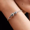 Pandora Armband mit Snake Chain und Herzverschluss aus Sterlingsilber mit synthetischen Diamanten, 0,51 Karat insgesamt, Sterlingsilber Pandora Armband mit Snake Chain und Herzverschluss aus Sterlingsilber mit synthetischen Diamanten, 0,51 Karat insgesamt, Sterlingsilber