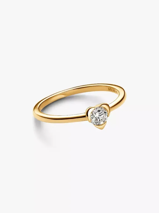 Pandora Talisman 14-karätiger Goldring mit Herz aus im Labor gezüchteten Diamanten, 0,25 Karat insgesamt, 14-karätiges Gold Pandora Talisman 14-karätiger Goldring mit Herz aus im Labor gezüchteten Diamanten, 0,25 Karat insgesamt, 14-karätiges Gold