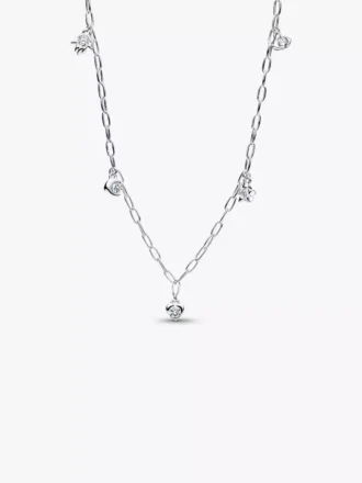Pandora Talisman Halskette aus Sterlingsilber mit Lab-Grown-Diamanten, Papierklammerkette, 0,33 ct TW, Sterlingsilber Pandora Talisman Halskette aus Sterlingsilber mit Lab-Grown-Diamanten, Papierklammerkette, 0,33 ct TW, Sterlingsilber