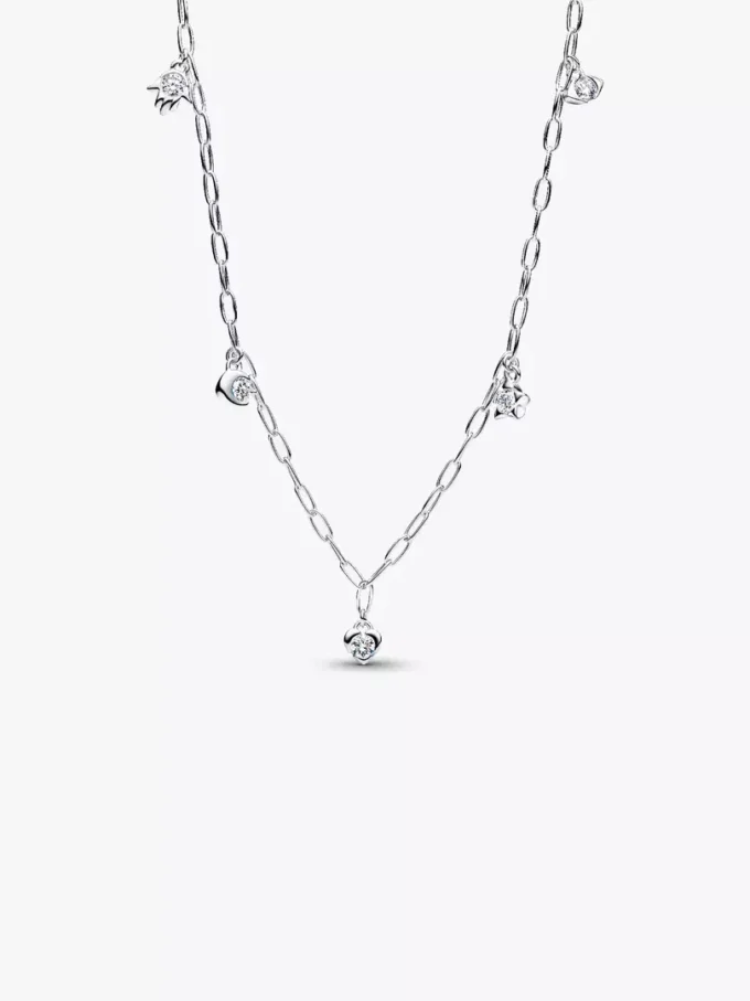 Pandora Talisman Halskette aus Sterlingsilber mit Lab-Grown-Diamanten, Papierklammerkette, 0,33 ct TW, Sterlingsilber