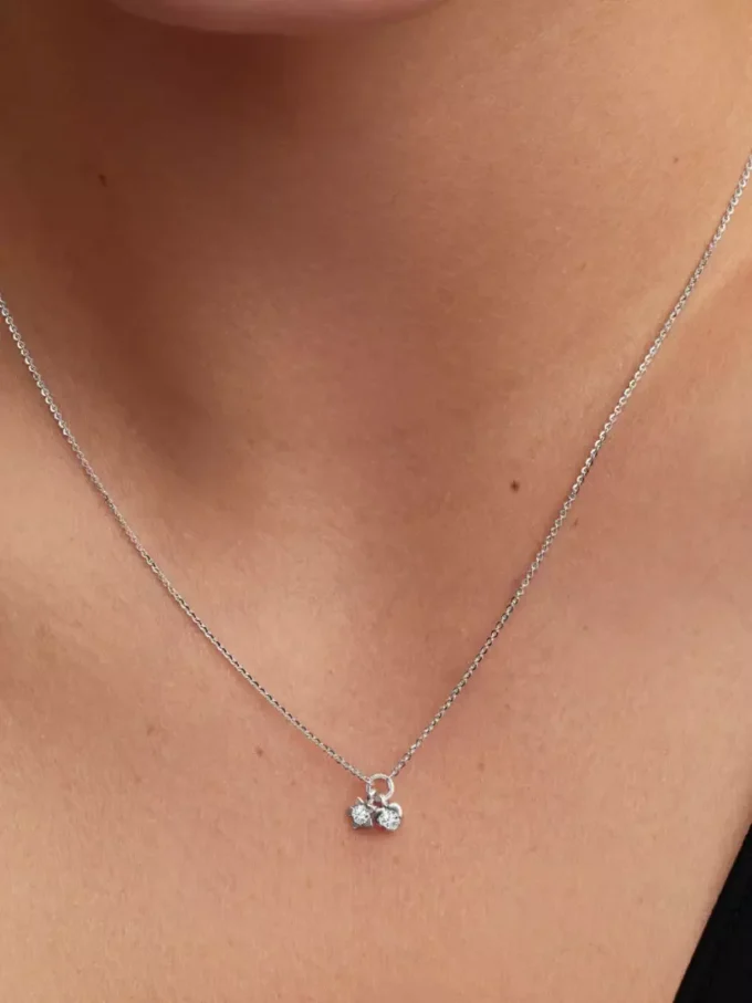 Pandora Talisman Halskette mit Anhänger aus Sterlingsilber mit Herz und Stern aus im Labor gezüchteten Diamanten, 0,13 Karat insgesamt, Sterlingsilber Pandora Talisman Halskette mit Anhänger aus Sterlingsilber mit Herz und Stern aus im Labor gezüchteten Diamanten, 0,13 Karat insgesamt, Sterlingsilber
