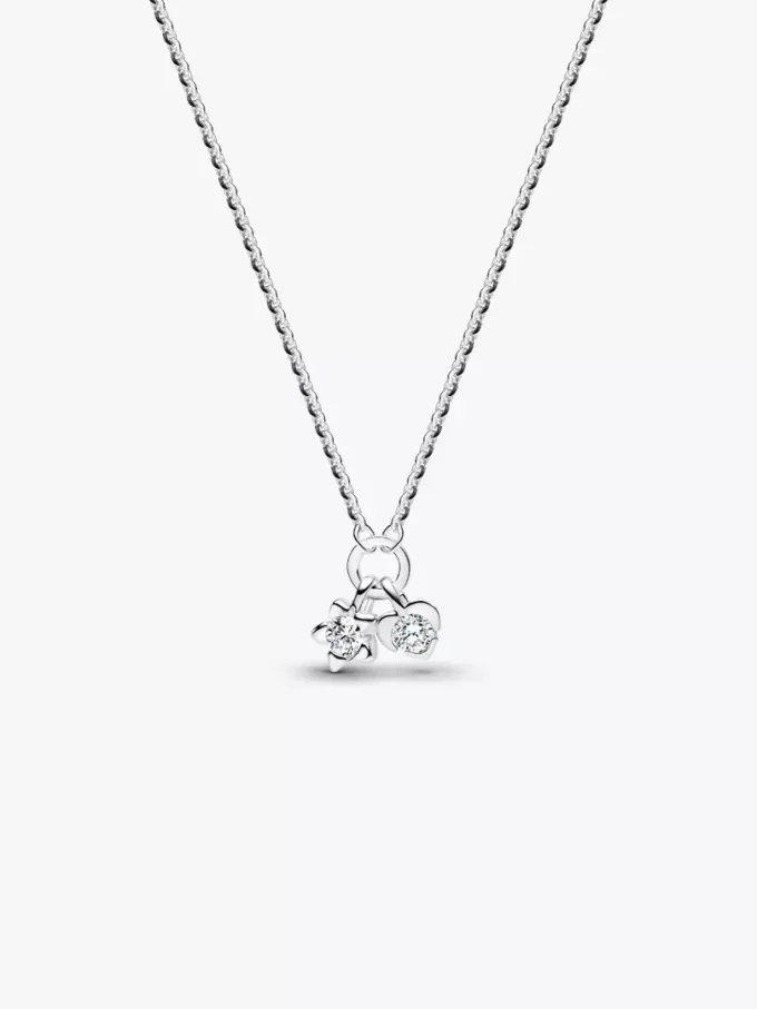 Pandora Talisman Halskette mit Anhänger aus Sterlingsilber mit Herz und Stern aus im Labor gezüchteten Diamanten, 0,13 Karat insgesamt, Sterlingsilber Pandora Talisman Halskette mit Anhänger aus Sterlingsilber mit Herz und Stern aus im Labor gezüchteten Diamanten, 0,13 Karat insgesamt, Sterlingsilber