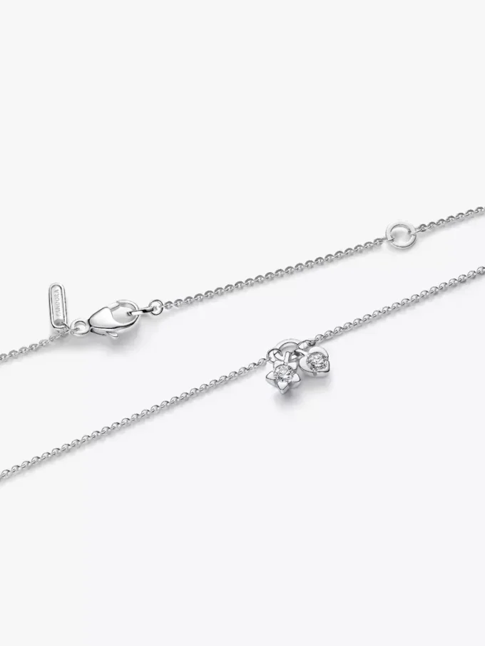 Pandora Talisman Halskette mit Anhänger aus Sterlingsilber mit Herz und Stern aus im Labor gezüchteten Diamanten, 0,13 Karat insgesamt, Sterlingsilber Pandora Talisman Halskette mit Anhänger aus Sterlingsilber mit Herz und Stern aus im Labor gezüchteten Diamanten, 0,13 Karat insgesamt, Sterlingsilber