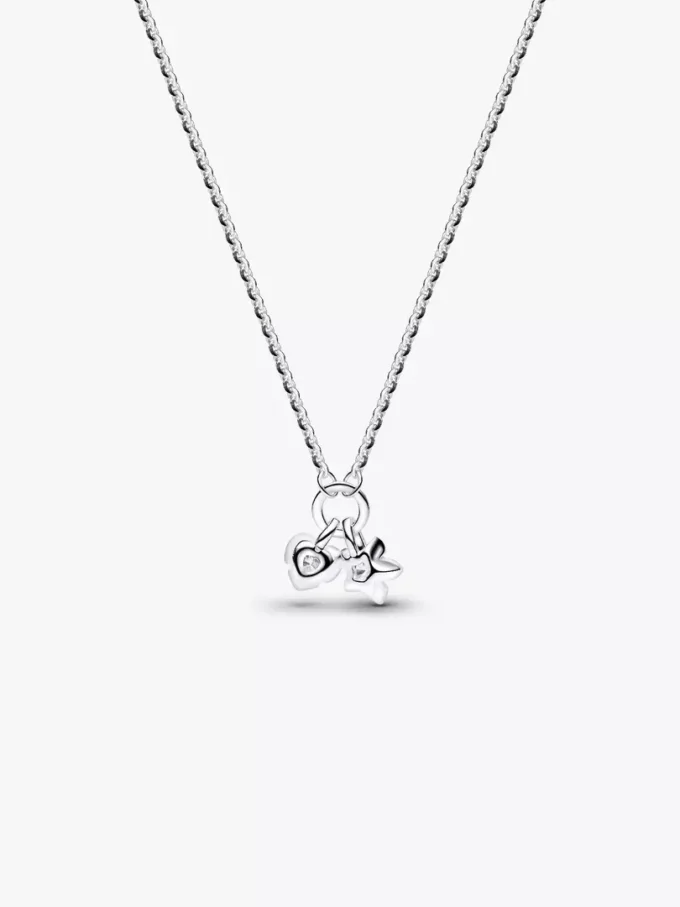 Pandora Talisman Halskette mit Anhänger aus Sterlingsilber mit Herz und Stern aus im Labor gezüchteten Diamanten, 0,13 Karat insgesamt, Sterlingsilber Pandora Talisman Halskette mit Anhänger aus Sterlingsilber mit Herz und Stern aus im Labor gezüchteten Diamanten, 0,13 Karat insgesamt, Sterlingsilber