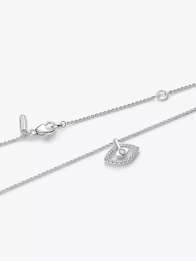 Pandora Talisman Halskette mit Anhänger aus Sterlingsilber und im Labor gezüchtetem Diamanten „Evil Eye“, 0,13 ct TW, Sterlingsilber