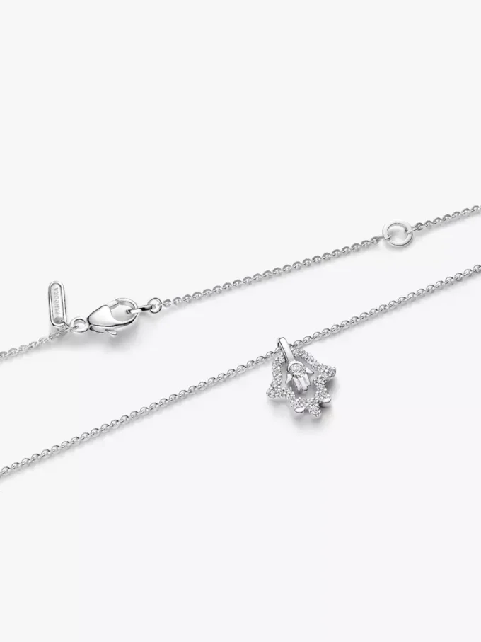 Pandora Talisman Halskette mit Hamsa-Hand-Anhänger aus Sterlingsilber und Lab-Grown Diamonds, 0,15 ct insgesamt, Sterlingsilber