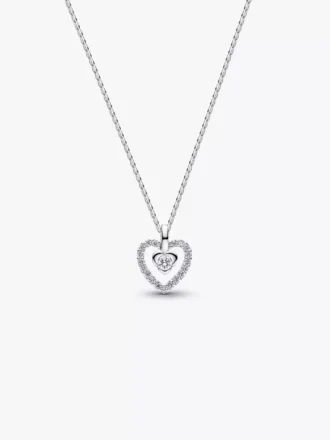 Pandora Talisman Halskette mit Herzanhänger aus Sterlingsilber und Lab-Grown Diamonds, 0,13 ct TW, Sterlingsilber Pandora Talisman Halskette mit Herzanhänger aus Sterlingsilber und Lab-Grown Diamonds, 0,13 ct TW, Sterlingsilber
