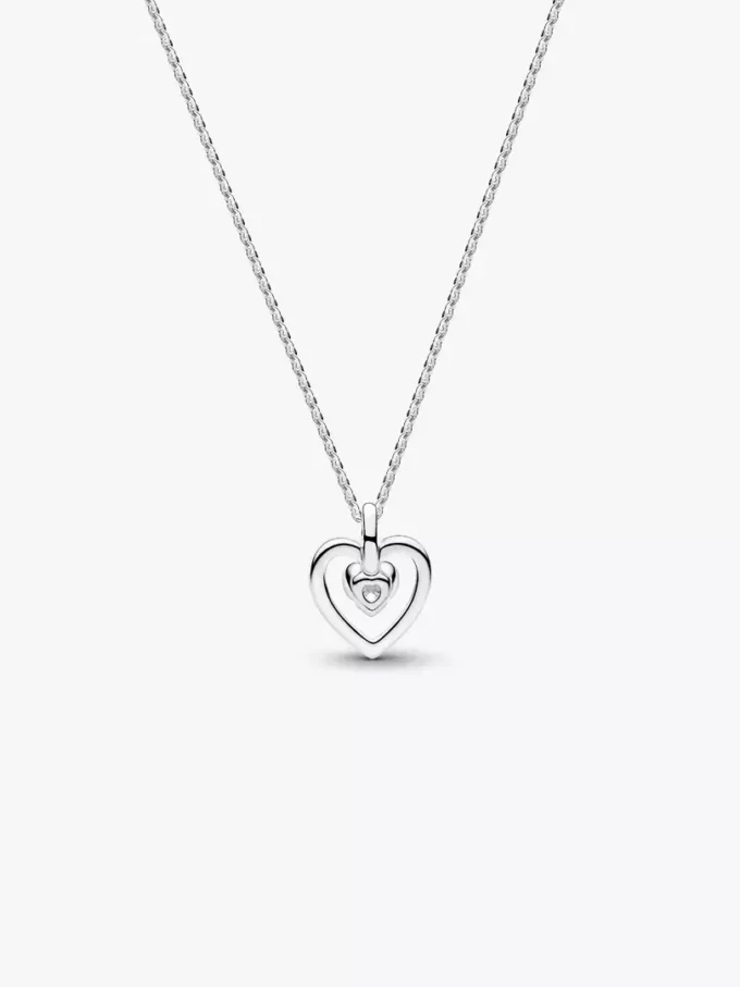 Pandora Talisman Halskette mit Herzanhänger aus Sterlingsilber und Lab-Grown Diamonds, 0,13 ct TW, Sterlingsilber