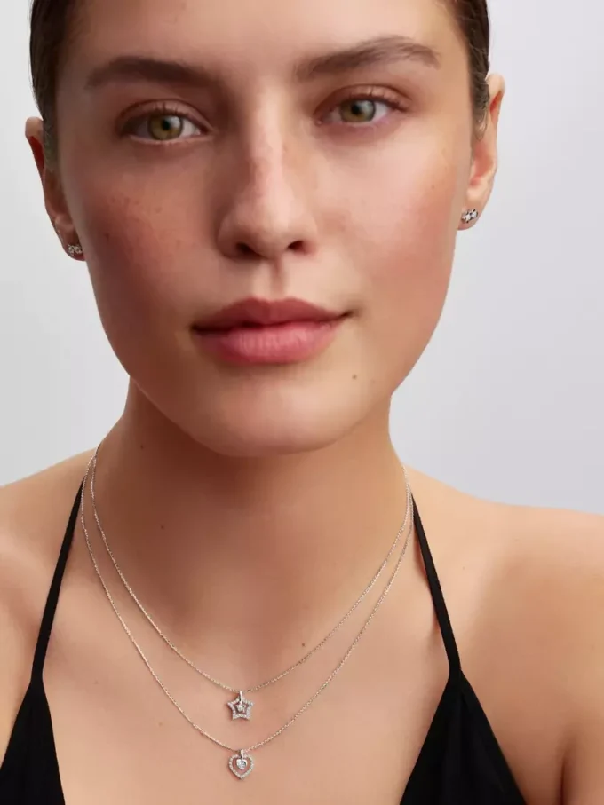 Pandora Talisman Halskette mit Herzanhänger aus Sterlingsilber und Lab-Grown Diamonds, 0,13 ct TW, Sterlingsilber