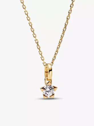 Pandora Talisman Halskette mit Stern-Anhänger aus im Labor gezüchteten Diamanten, 0,25 Karat insgesamt, 14 Karat Gold, 2 Stück Pandora Talisman Halskette mit Stern-Anhänger aus im Labor gezüchteten Diamanten, 0,25 Karat insgesamt, 14 Karat Gold, 2 Stück