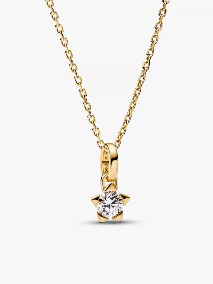 Pandora Talisman Halskette mit Stern-Anhänger aus im Labor gezüchteten Diamanten, 0,25 Karat insgesamt, 14 Karat Gold, 2 Stück Pandora Talisman Halskette mit Stern-Anhänger aus im Labor gezüchteten Diamanten, 0,25 Karat insgesamt, 14 Karat Gold, 2 Stück