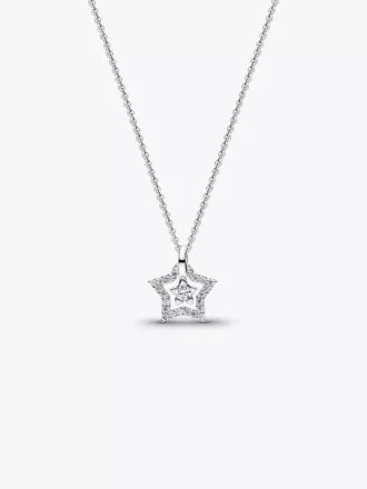 Pandora Talisman Halskette mit Sternanhänger aus Sterlingsilber und Lab-Grown Diamonds, 0,15+ Karat insgesamt, Sterlingsilber Pandora Talisman Halskette mit Sternanhänger aus Sterlingsilber und Lab-Grown Diamonds, 0,15+ Karat insgesamt, Sterlingsilber