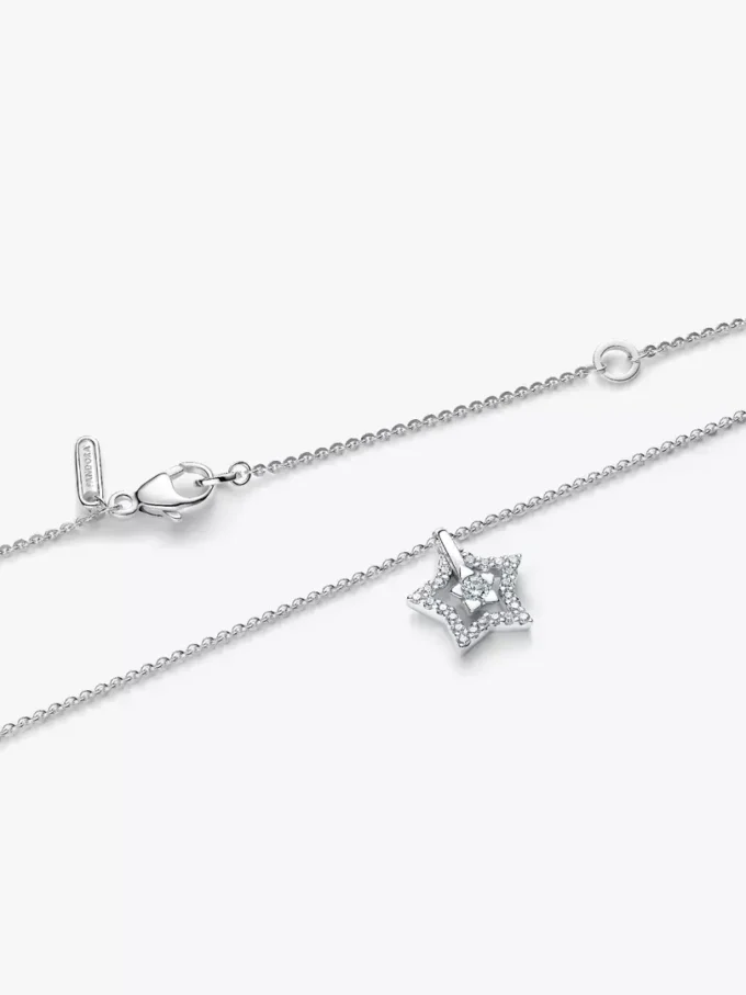 Pandora Talisman Halskette mit Sternanhänger aus Sterlingsilber und Lab-Grown Diamonds, 0,15+ Karat insgesamt, Sterlingsilber