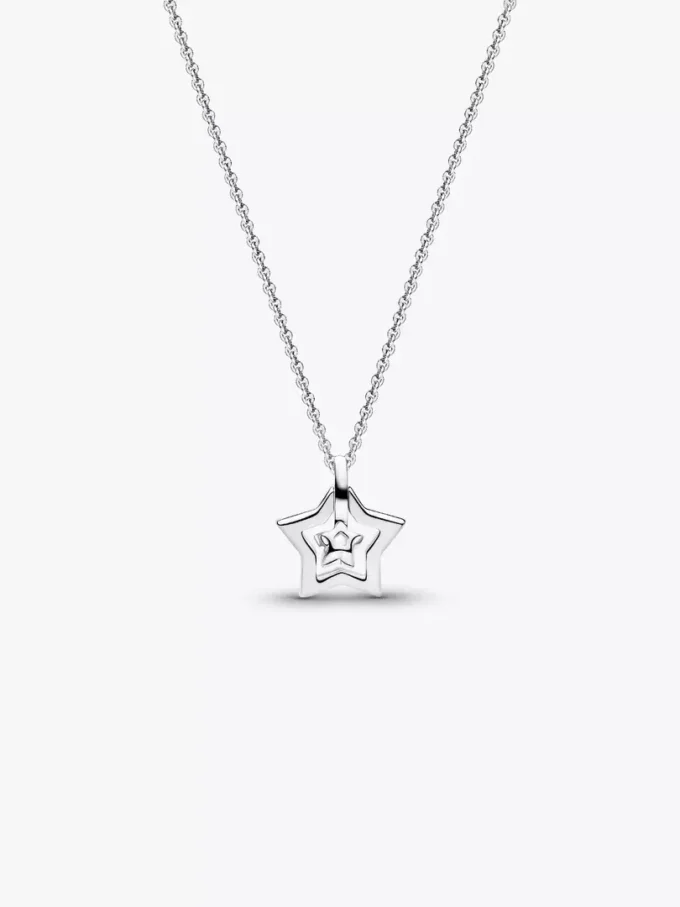 Pandora Talisman Halskette mit Sternanhänger aus Sterlingsilber und Lab-Grown Diamonds, 0,15+ Karat insgesamt, Sterlingsilber