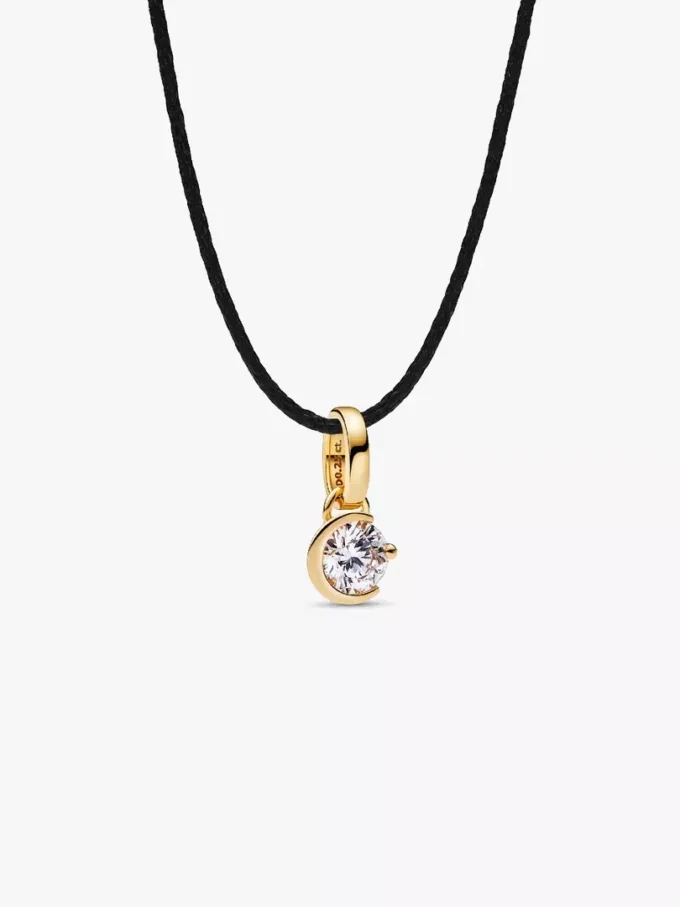 Pandora Talisman Mond-Anhänger aus 14 Karat Gold mit synthetischem Diamanten, 0,25 Karat insgesamt, 14 Karat Gold