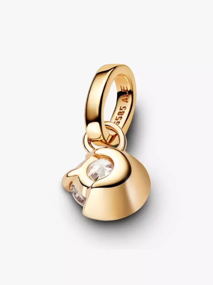 Pandora Talisman Mond-Anhänger aus 14 Karat Gold mit synthetischem Diamanten, 0,25 Karat insgesamt, 14 Karat Gold