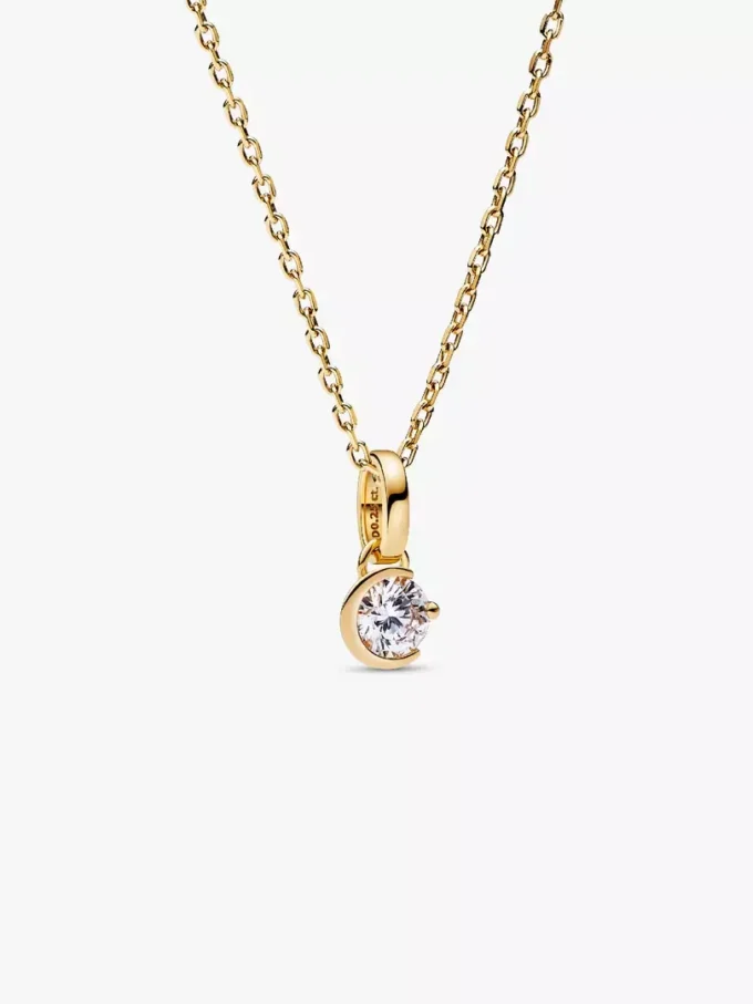 Pandora Talisman Mond-Anhänger aus 14 Karat Gold mit synthetischem Diamanten, 0,25 Karat insgesamt, 14 Karat Gold