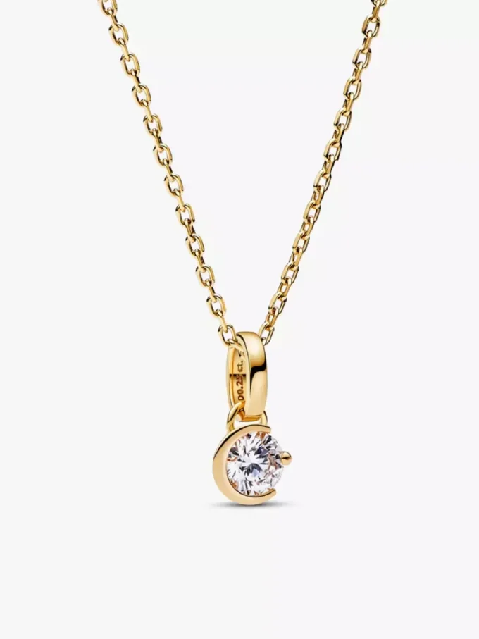 Pandora Talisman Mond-Anhänger mit synthetischem Diamanten, 0,25 Karat, 14 Karat vergoldet, 2er-Set