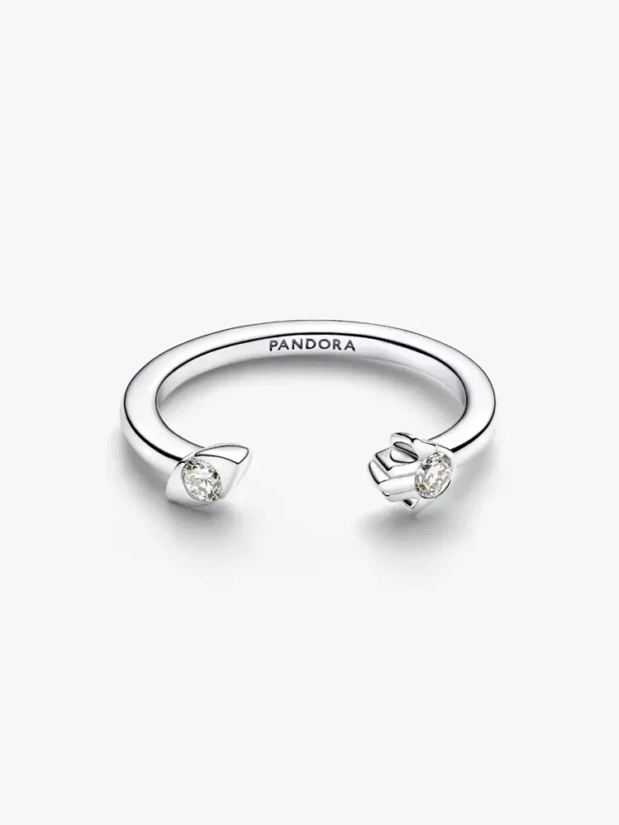 Pandora Talisman offener Ring aus Sterlingsilber mit Lab-Grown Diamonds, „Evil Eye“ und Hamsa-Hand, 0,13 ct TW, Sterlingsilber Pandora Talisman offener Ring aus Sterlingsilber mit Lab-Grown Diamonds, „Evil Eye“ und Hamsa-Hand, 0,13 ct TW, Sterlingsilber